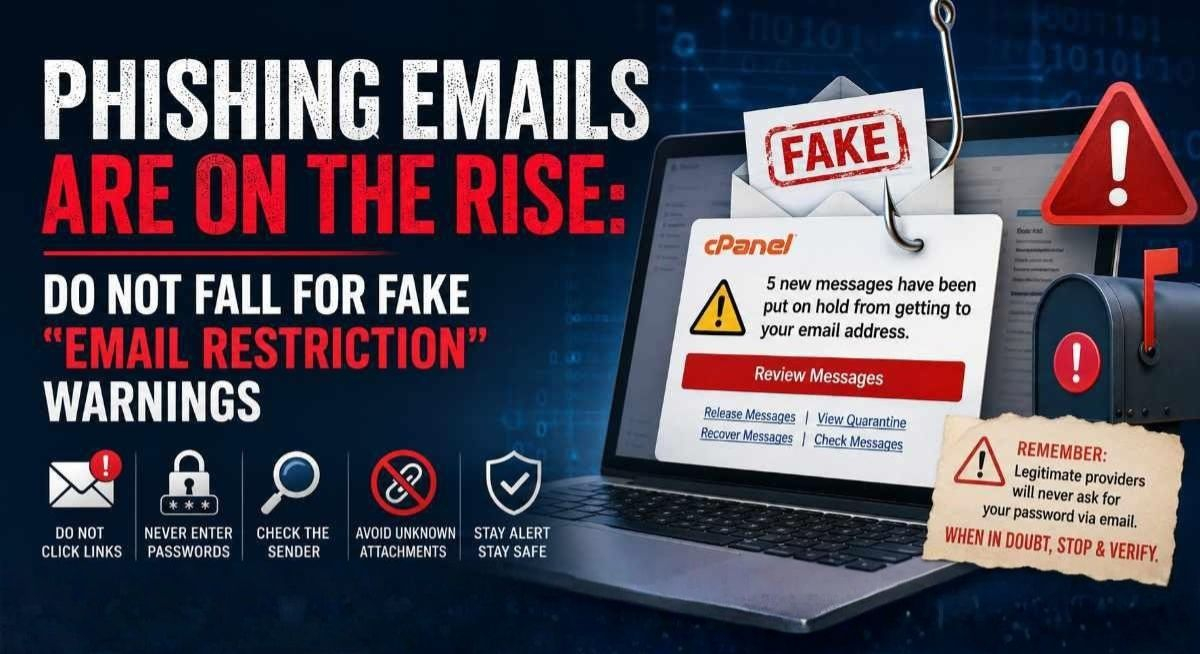 Phishing Emails Are On The Rise: Do Not Fall For Fake "Email Restriction" Warnings